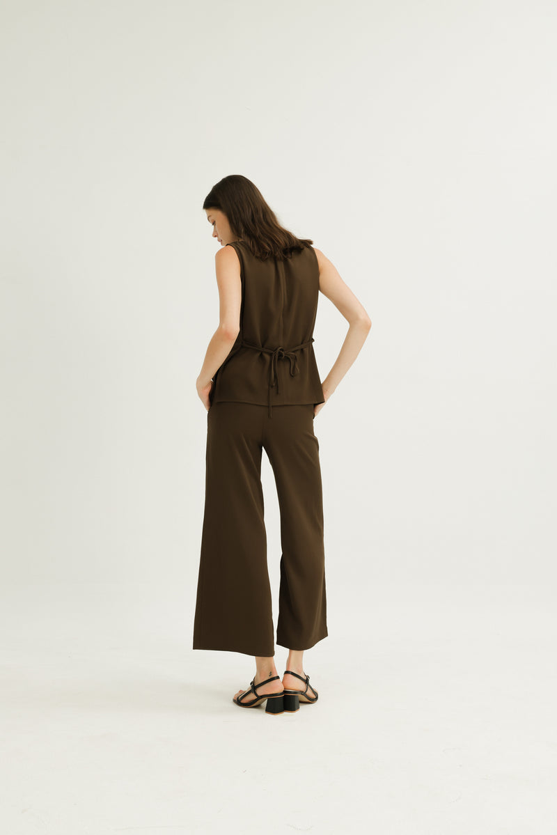 Jamie Elastic Waist Trousers in Cocoa
