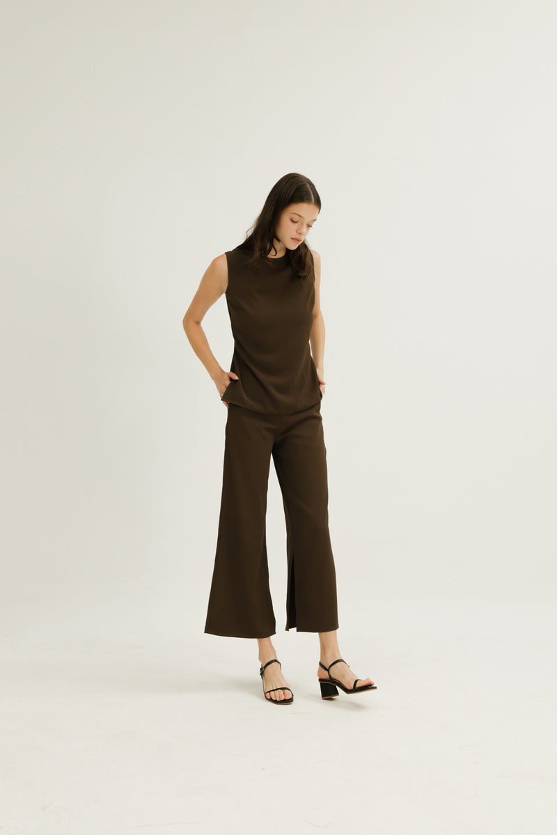 Jamie Elastic Waist Trousers in Cocoa