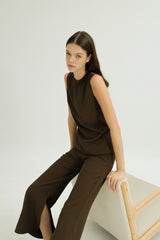 Jamie Elastic Waist Trousers in Cocoa
