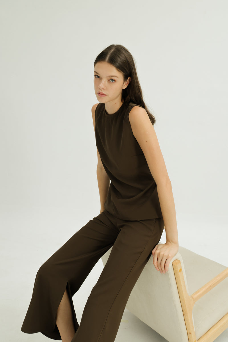 Jamie Elastic Waist Trousers in Cocoa