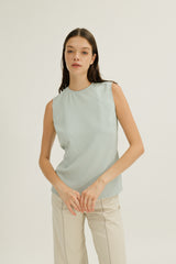 Lilian Boxy Top with Waist Tie in Sky
