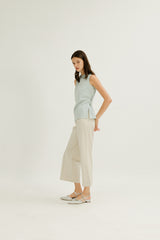 Lilian Boxy Top with Waist Tie in Sky