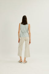 Lilian Boxy Top with Waist Tie in Sky
