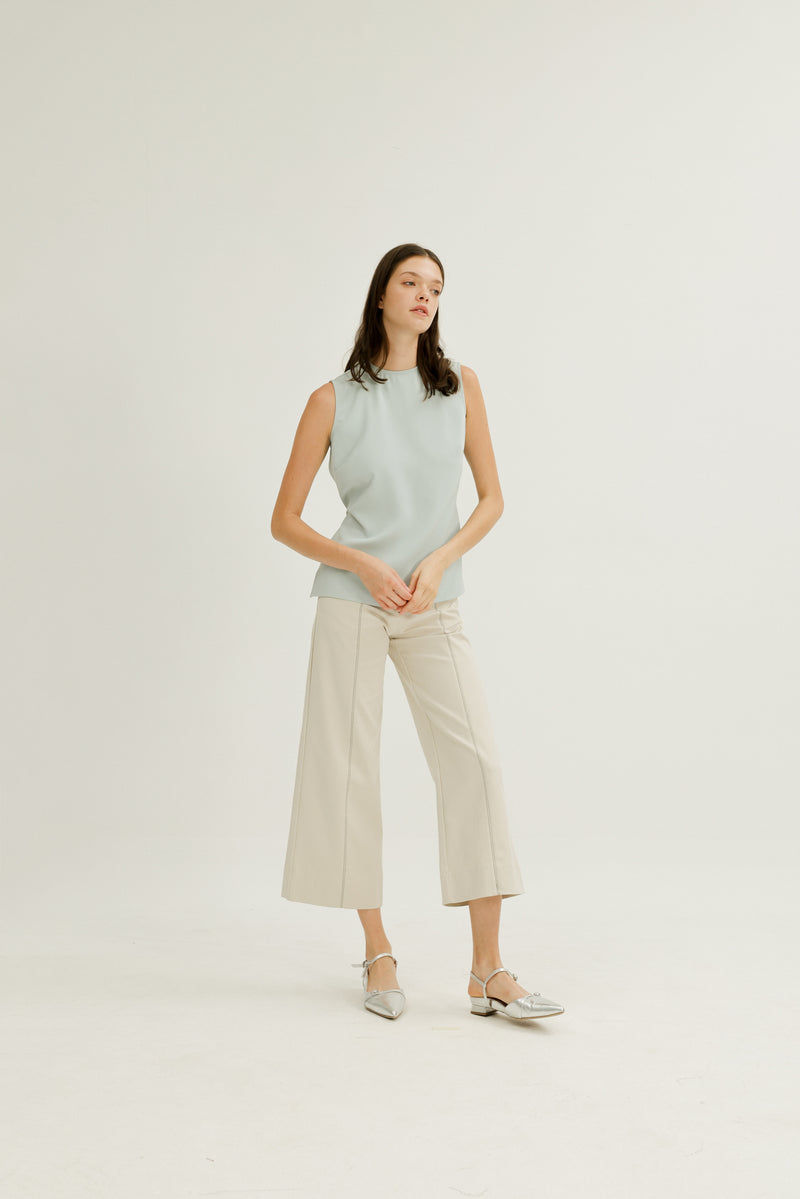 Lilian Boxy Top with Waist Tie in Sky
