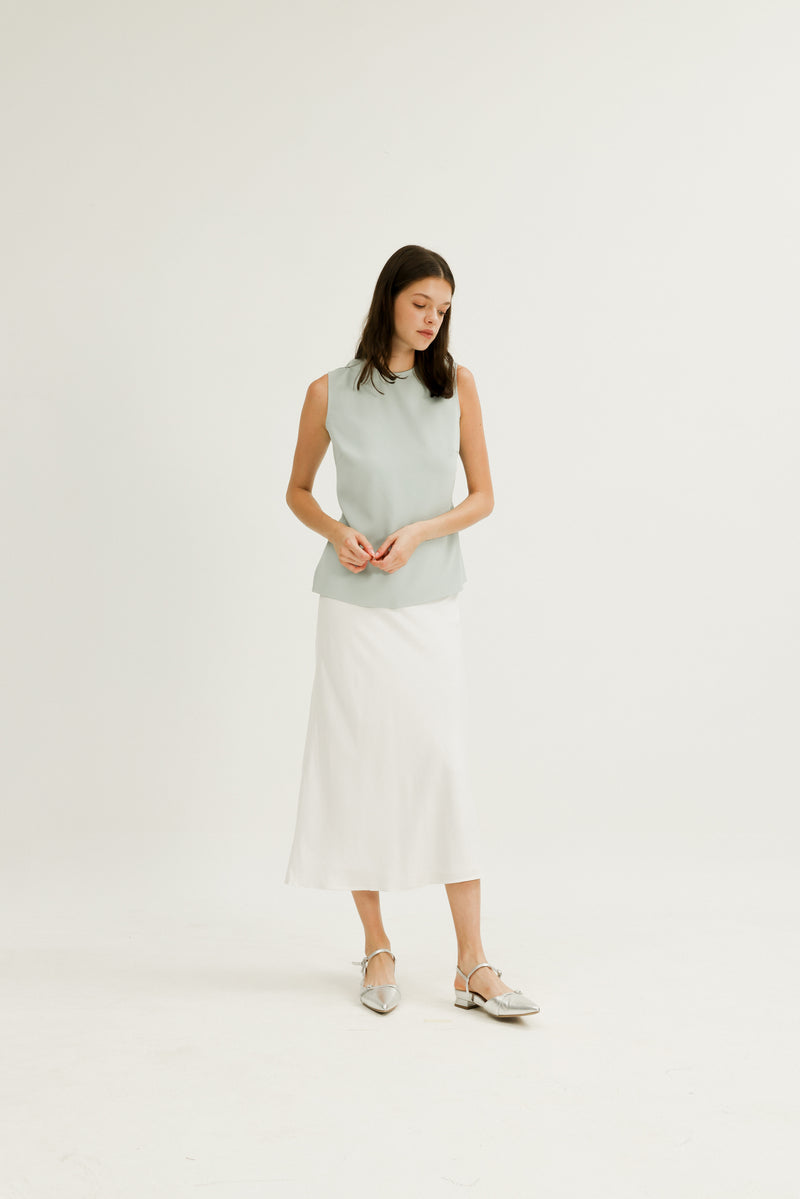 Lilian Boxy Top with Waist Tie in Sky