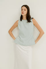Lilian Boxy Top with Waist Tie in Sky