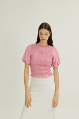 Maya Shirred Top in Mulberry Pink