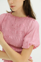 Maya Shirred Top in Mulberry Pink