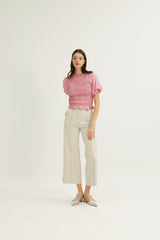 Maya Shirred Top in Mulberry Pink