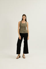 Kinsley Scoop Neck Top in Olive