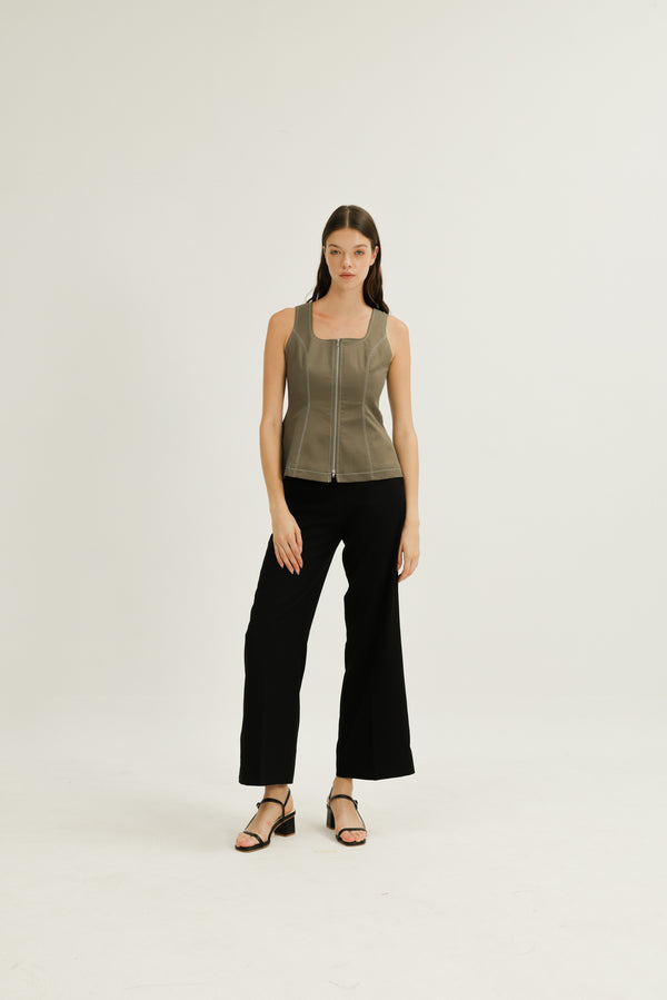 Kinsley Scoop Neck Top in Olive