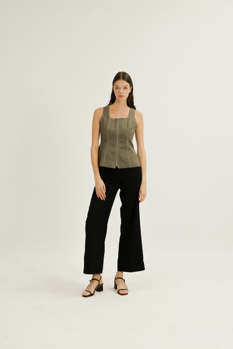 Kinsley Scoop Neck Top in Olive