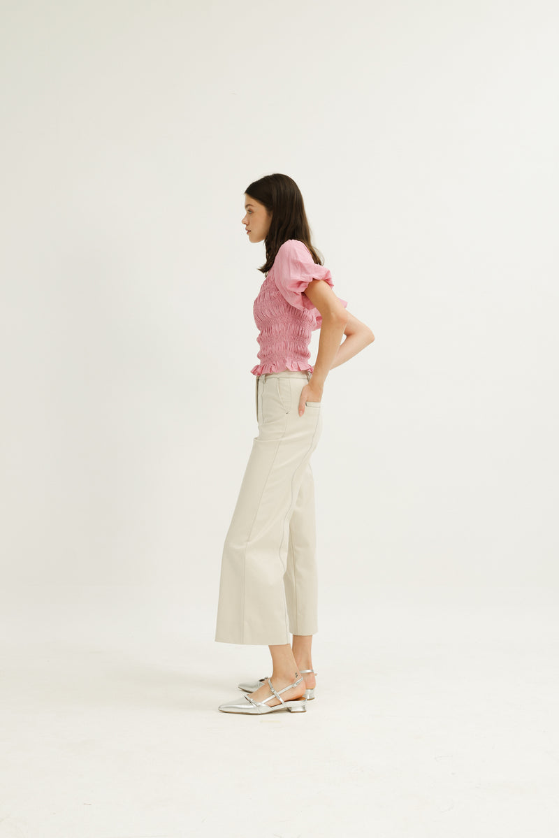 Maya Shirred Top in Mulberry Pink