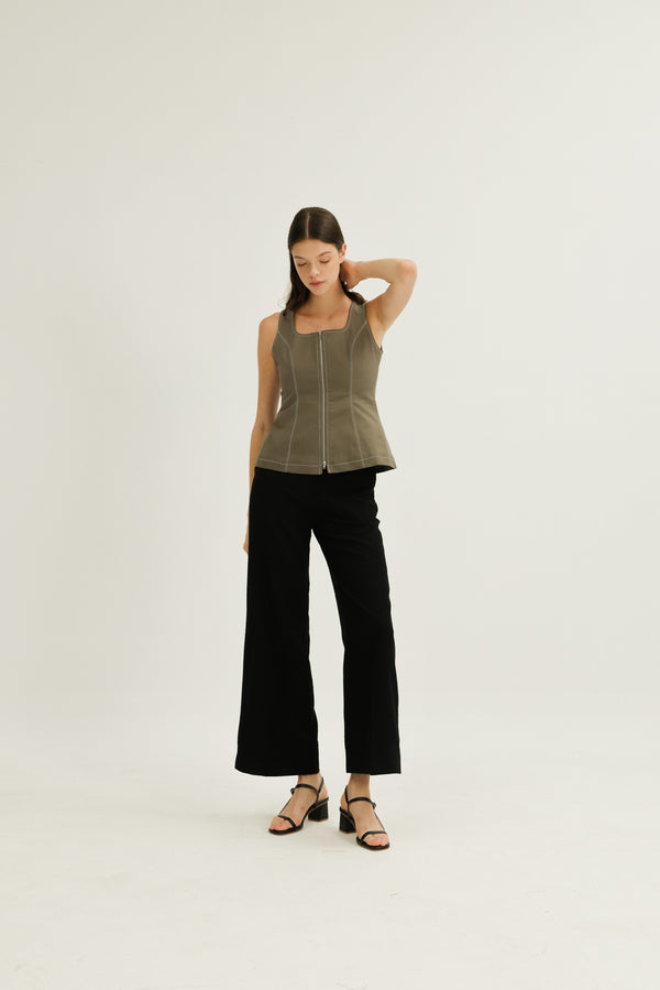 Kinsley Scoop Neck Top in Olive