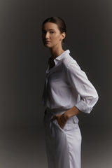 Devon Button Linen Shirt in White