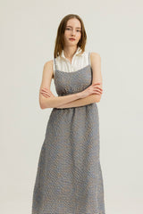 Brooke Shirred Waist Dress in Blue Clay