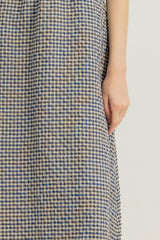 Brooke Shirred Waist Dress in Blue Clay