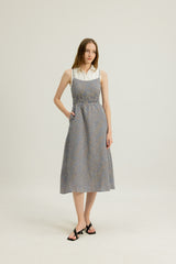 Brooke Shirred Waist Dress in Blue Clay