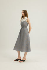 Brooke Shirred Waist Dress in Blue Clay