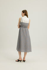 Brooke Shirred Waist Dress in Blue Clay