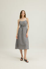 Brooke Shirred Waist Dress in Blue Clay