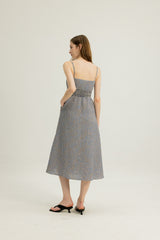 Brooke Shirred Waist Dress in Blue Clay