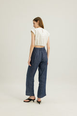 Danielle Elasticated Day Trousers in Indigo Blue