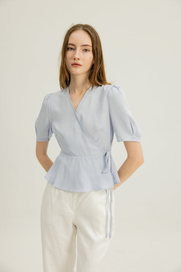 Edith Wrap Top in Hyacinth