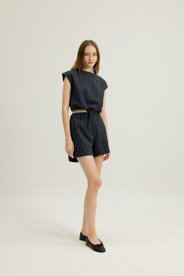 Noel Elasticated Day Shorts in Midnight Stripe