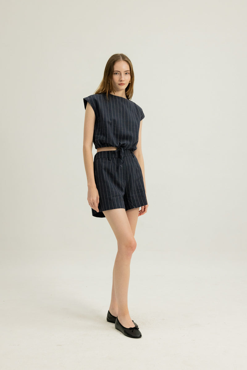 Noel Elasticated Day Shorts in Midnight Stripe