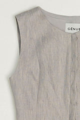 Arianna Button Top in Heather Grey