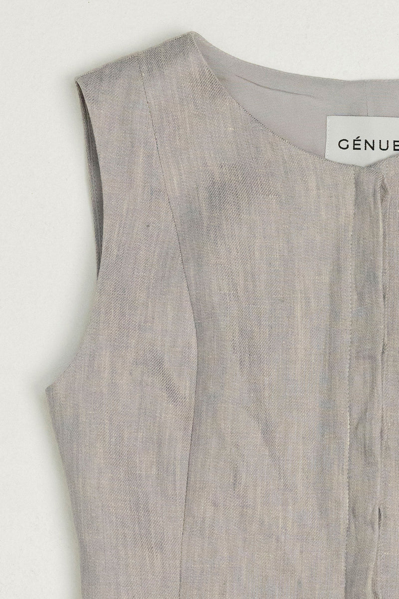 Arianna Button Top in Heather Grey