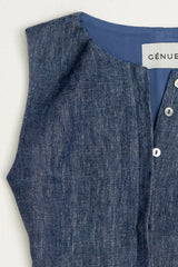 Arianna Button Top in Indigo Blue