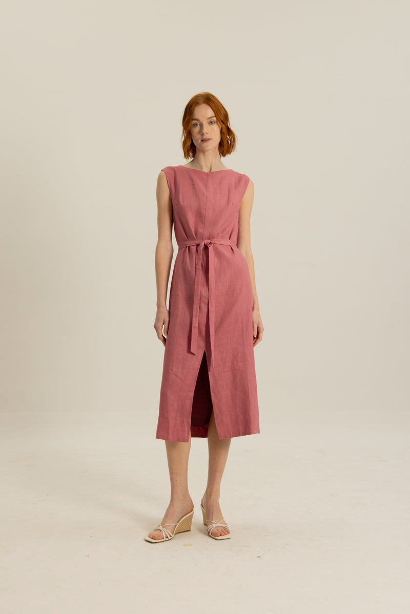 Phoebe Column Dress in Mulberry Pink