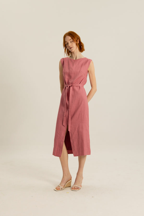 Phoebe Column Dress in Mulberry Pink