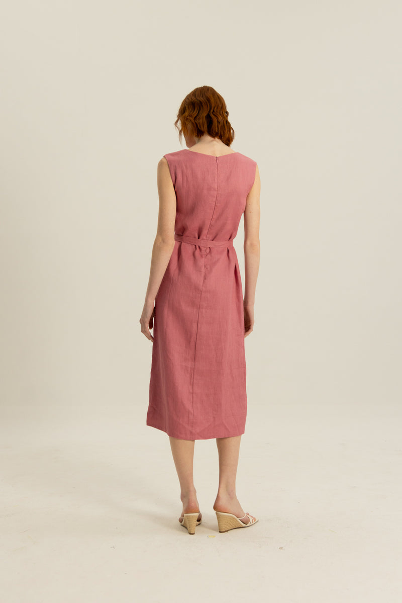 Phoebe Column Dress in Mulberry Pink