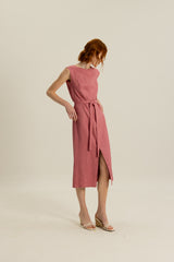 Phoebe Column Dress in Mulberry Pink