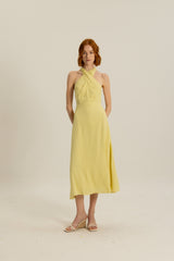 Leah Cross Neck Dress in Pear