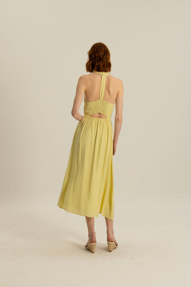 Leah Cross Neck Dress in Pear