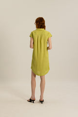 Oliver Double Pocket Linen Short Dress in Pear