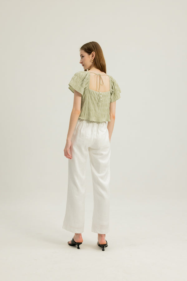 (2) Jordan Square Neck Top in Garden Green Stripe