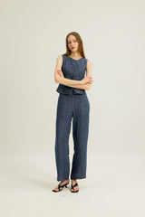 Danielle Elasticated Day Trousers in Indigo Blue
