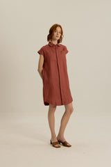 Oliver Double Pocket Linen Short Dress in Rose