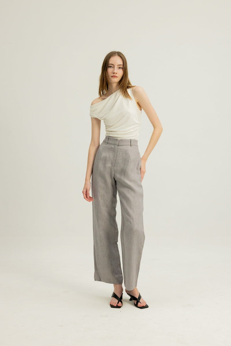 Danielle Elasticated Day Trousers in Heather Grey