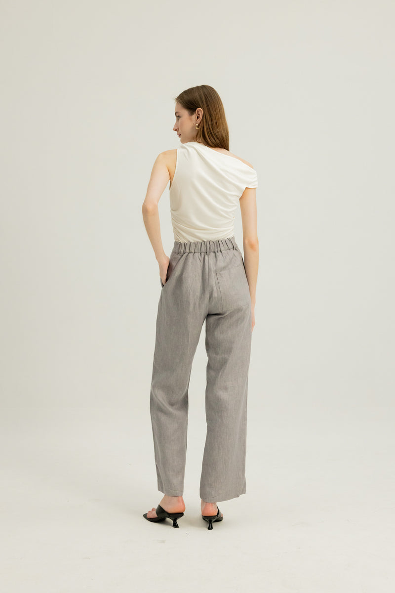 Danielle Elasticated Day Trousers in Heather Grey