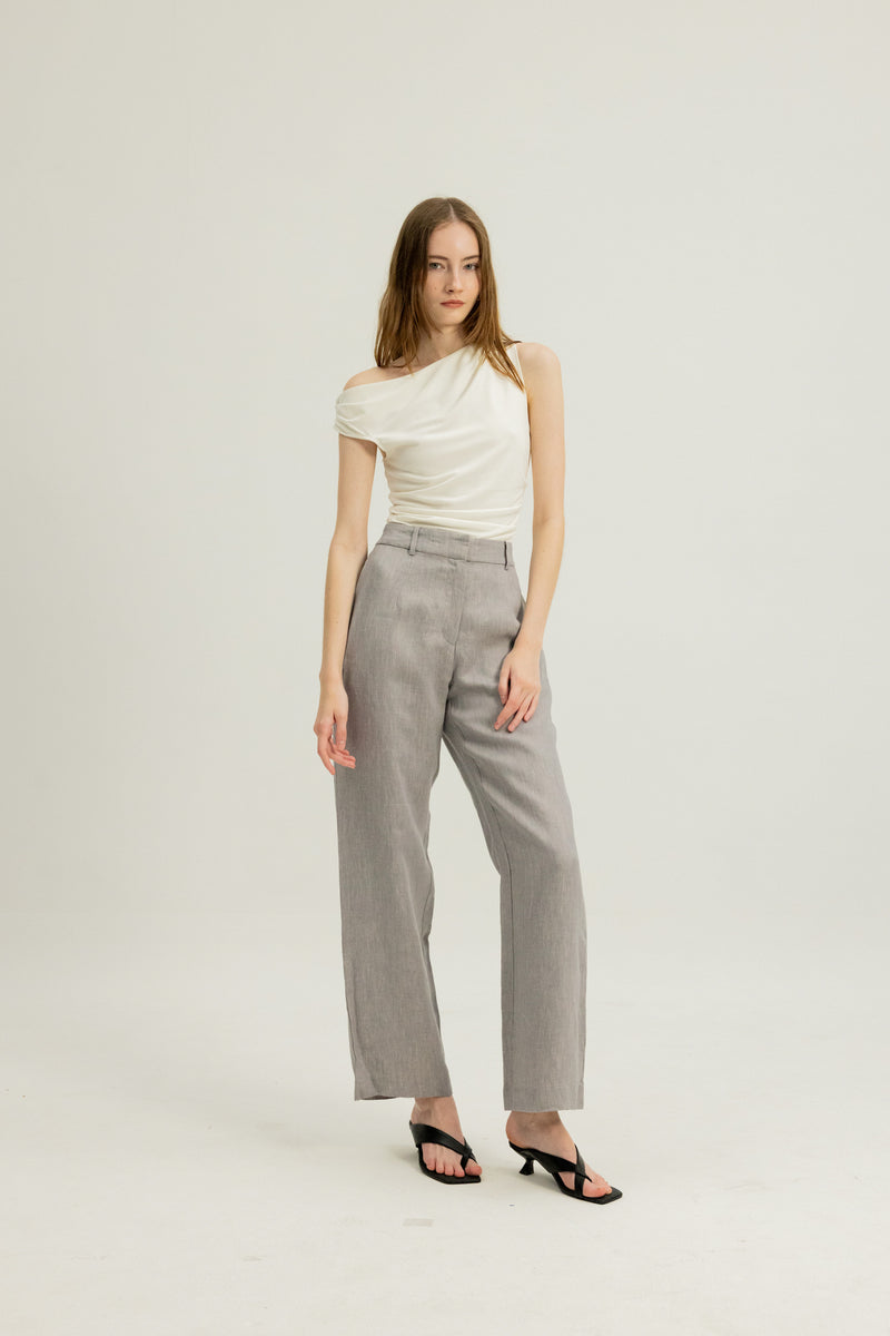 Danielle Elasticated Day Trousers in Heather Grey