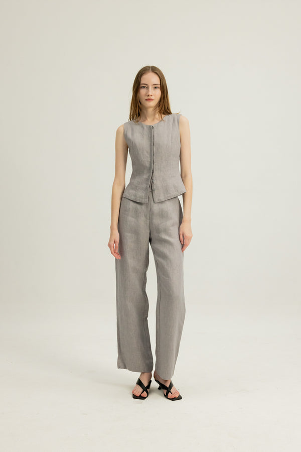Danielle Elasticated Day Trousers in Heather Grey