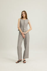 Arianna Button Top in Heather Grey