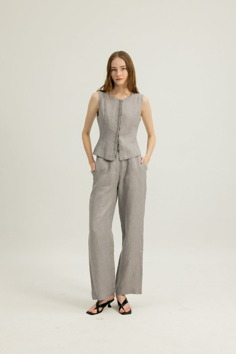 Danielle Elasticated Day Trousers in Heather Grey