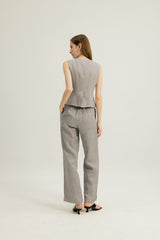 Arianna Button Top in Heather Grey